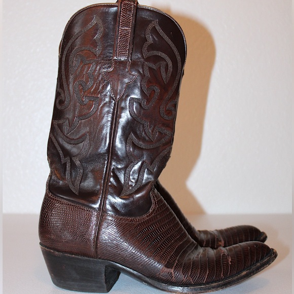 Lucchese Other - Lucchese Classic Teju Leather Cowboy Boots Black Cherry